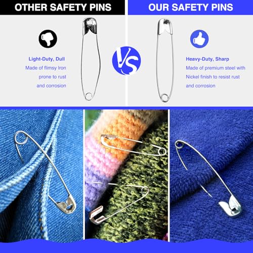 Sicherheitsnadeln 260 Stück 5 Größen NäHzubehöRstifte Aus Vernickeltem Stahl für Handwerk Pinning Säumen Dressmaking Nähen Sicherheitsnadel Set (260, Silber)