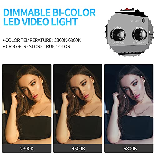 Gvm 3 Pack Led Video Lighting Kits With App Control, Bi-Color Variable 2300K~6800K With Digital Display Brightness Of 10~100% For Video Photography, Cri97+ Tlci97 Led Video Light Panel +Barndoor #TOP3