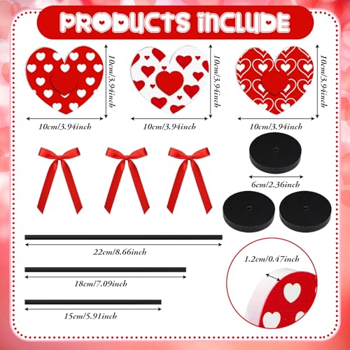 Image of Briwooody 6 Pcs Valentine's Day Decorations Heart Wooden Table Sign Set Red Love Table Centerpiece Valentines Tabletop Decor Tall Standing Farmhouse Wood Block for Wedding Party Home Decorations