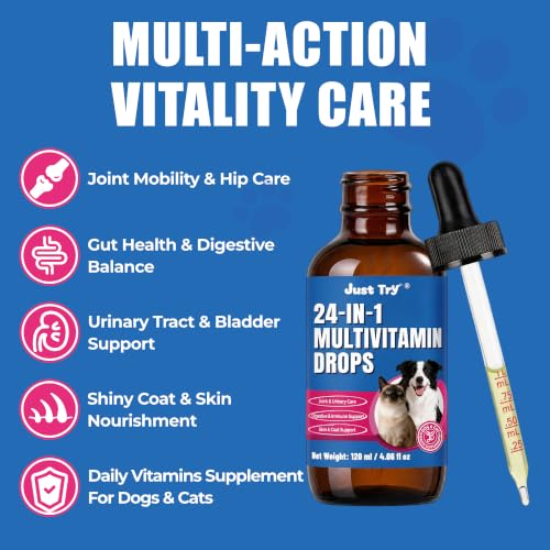 Just Try 24-in-1 Multivitamin Drops, Dog&cat Vitamins and Supplements,120ml - Image 3