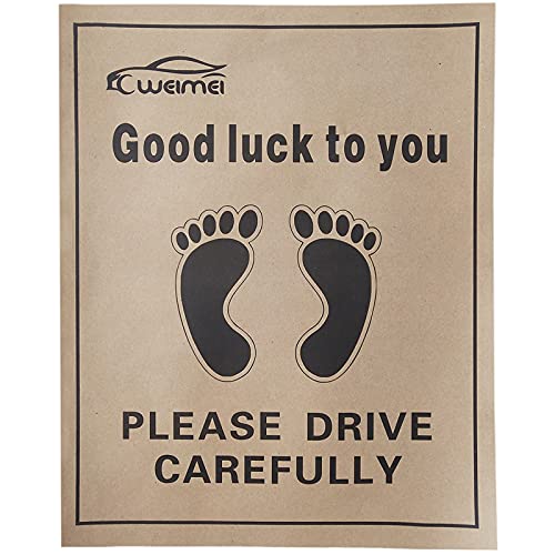 200Pcs Protective Auto Floor Mat, Disposable Paper Floor Mats for Cars, Printed with Cute Footprint and Words Kraft Paper Automotive Floor Mat for Vehicles – 19.7″x15.7″