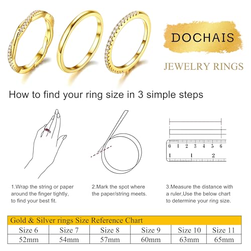 Dochais Gold Rings for Women 5PCS Stackable 14K Gold Plated Stacking Rings for Women Non Tarnish Trendy Dainty Rings Cubic Zirconia Gold Rings Set Statement Wedding Bands Rings2