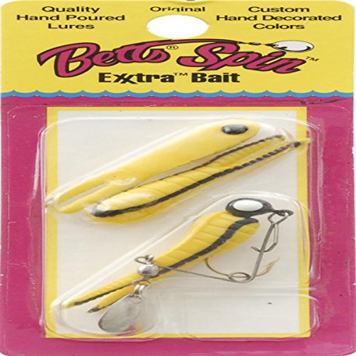 Betts Yellow with Black Stripe Spin Split Tail Fishing Lure, 1.16-Ounce