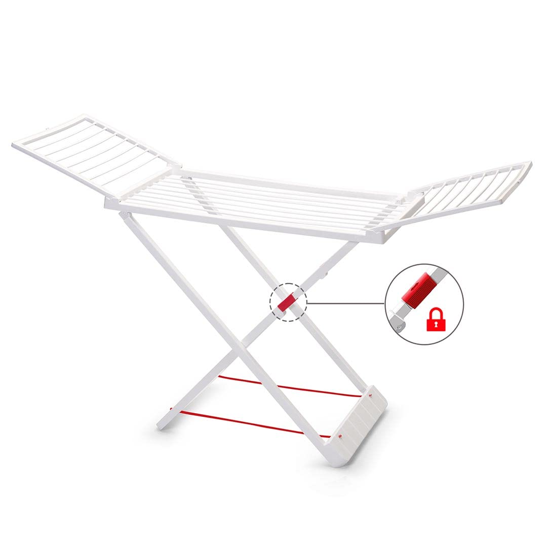 Séchoir Étendoir à Linge Pliable avec Ailes Blanc, Surface de Pose de 20 m, fabriqué en résine résistante, avec Verrouillage de sécurité, résistant au Soleil et aux intempéries