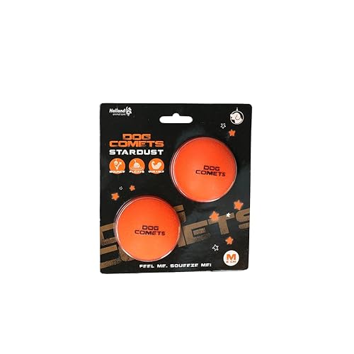 Dog Comets Ball Stardust Hundespielzeug 2er-Pack - Langlebiges Kauspielzeug - Robuster Hundeball - Naturkautschuk - Für Hunde geeignet - Größe M - Orange - 6 Durchmesser Cover