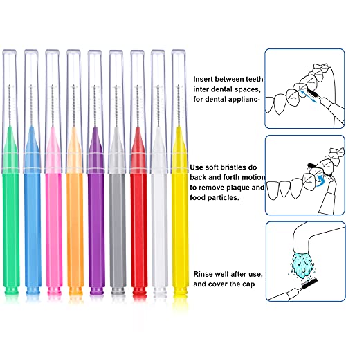 Image of Patelai 100 Pieces Braces Dental Brush for Cleaner Interdental Toothpick Dental Tooth Flossing Head Oral Hygiene Flosser Toothpick Cleaners Tooth Tool(Mixed Colors,Mixed Sizes)