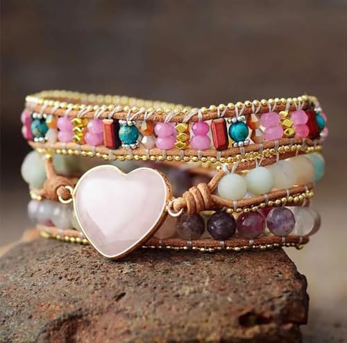 Image of Boho Stone Wrap Bracelet for Women,Turquoise Beaded Bracelet Jewelry Gift