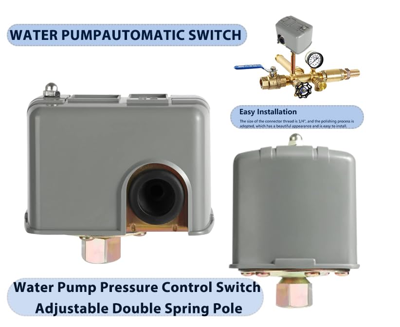 ysd pressure switch for well pump 40-60psi adjustable differential 1434 npt automatic grey