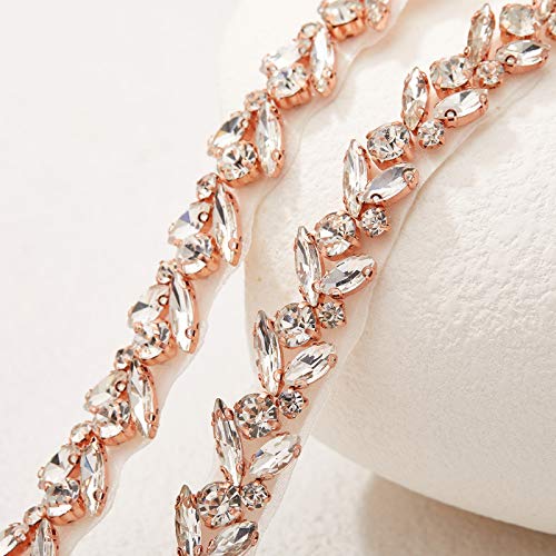 SWEETV Fascia da sposa con strass per abito da