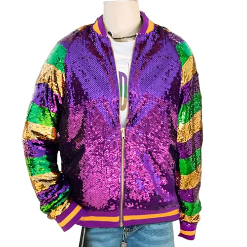 Women's Light up Sequin Jacket Coat Sparkly Long Sleeve Bomber Jackets Glowing Carnival Party Night Club Jacket4