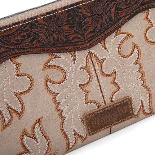 Image of Wrangler Wristlet Wallets Western Wallet for Women Floral Tooled Womens Wallet Boot Stitch Purses