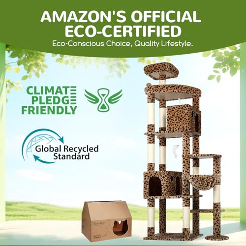 Image of Globlazer Giant Cat Tree for Indoor Large Cats, 83in, F83, Leopard Print