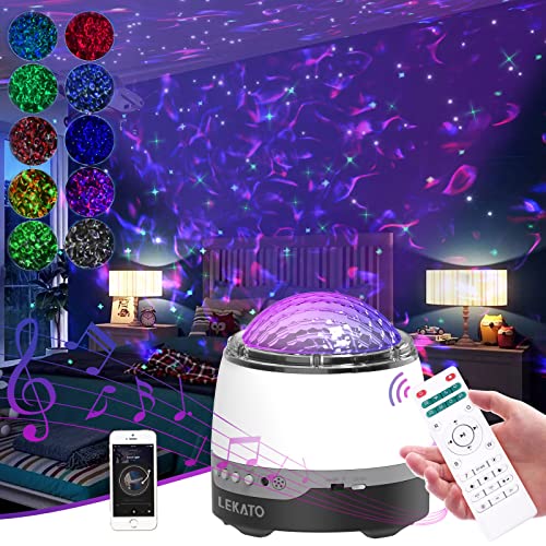 Image of LED Galaxy Projector Kids Ocean Wave Projector with Remote Control, Baby's Sleep Light 8 White Noises Bluetooth Speaker, Children Music Projector for Room Decor/Christmas/Birthday Gift New Year