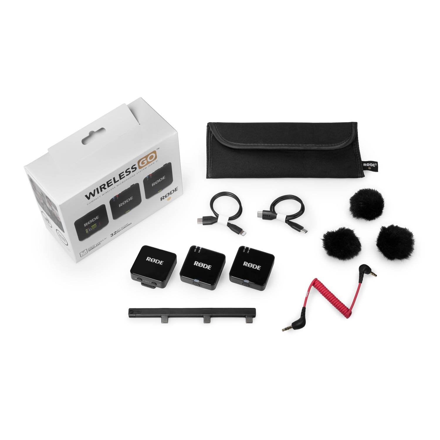 Rode Wireless GO Gen 3 Drahtloses 2-Kanal Mikrofon-Funksystem mit Interview GO Handadapter und keepdrum Fell-Windschutz