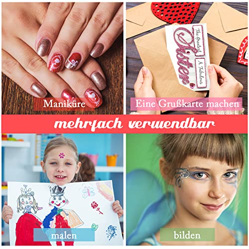 Lictin Glittertattooset tijdelijke tattooset make-up lichaam glitter met 24 glittertubes 117 sjablonen, nieuwe glittertattooset voor kinderen en volwassenen - Image 8