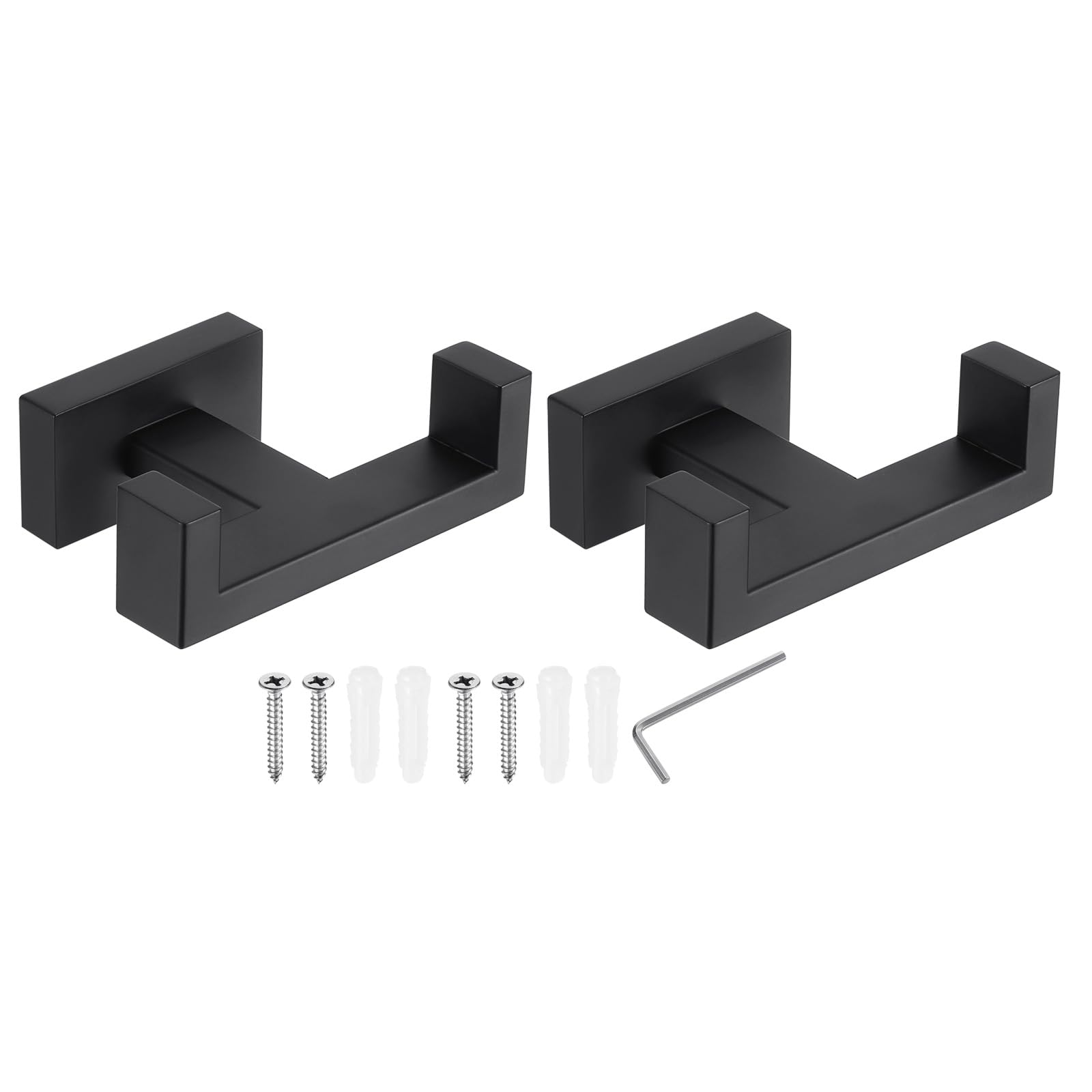 PATIKIL Double Towel Hook, 2Pack 304 Stainless Steel Wall Mounted Hanger Rectangle Towel Holder for Hanging Bathroom Bedroom