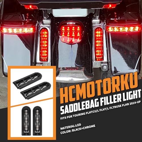 Luces LED Insertadas para Alforjas, compatibles con Harley Touring 2014 en adelante, carcasa negra, diseño con luz de soporte, aptas para Road King, Street Glide, Road Glide, Electra Glide, Ultra Limited y FLHTCU miniatura 2