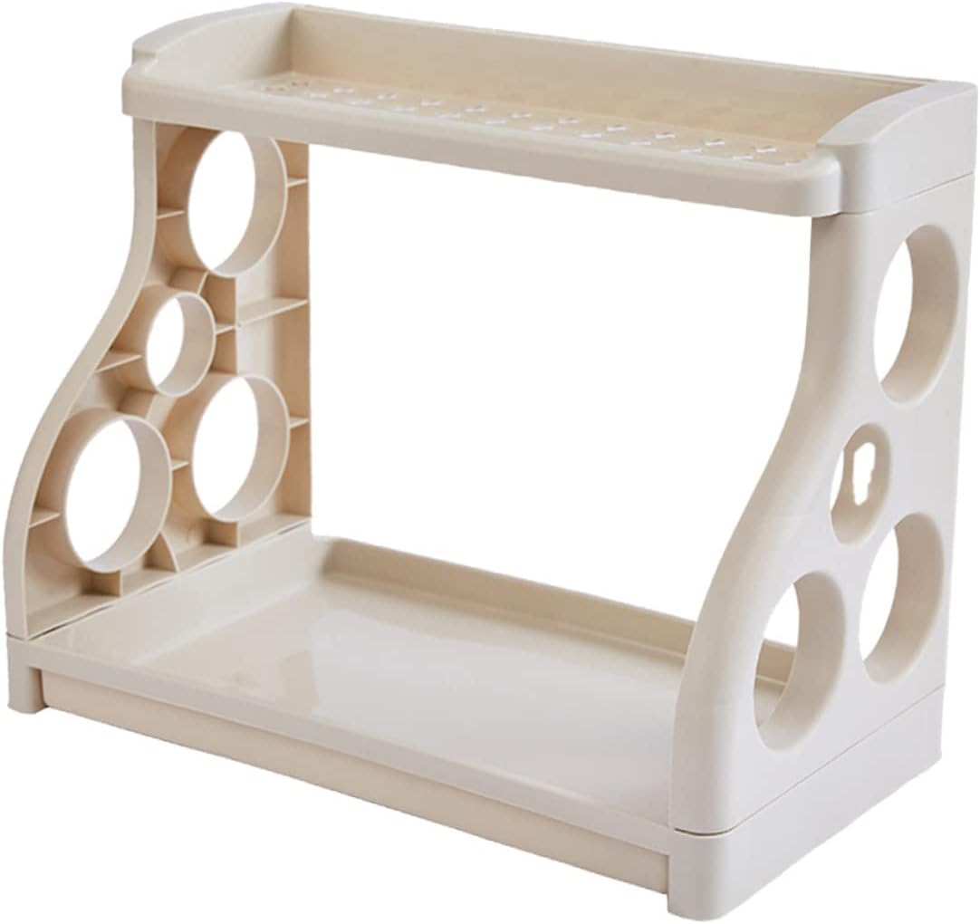 Foldable Double-layer Storage Shelf for Kitchen Kitchenware Storage Rack Organizer for Spices Worktop Made of Plastic Material