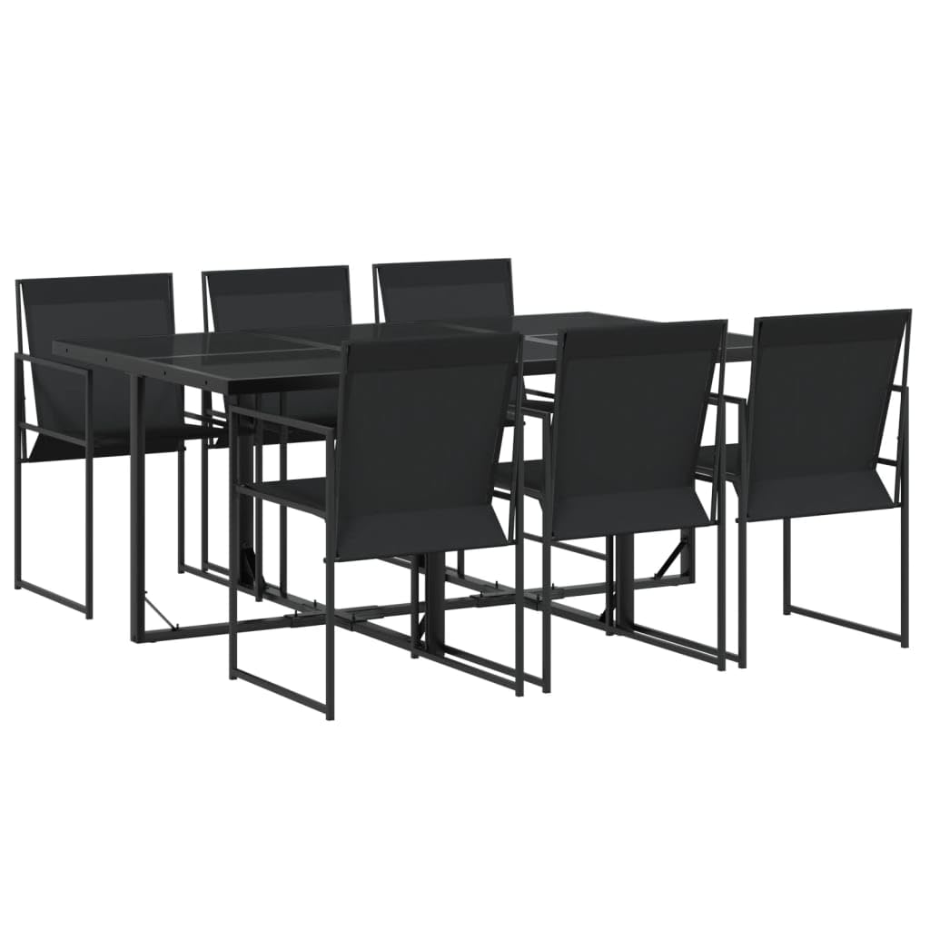 ShGaxin Set da pranzo da giardino 7 pezzi textilene nero, set tavolo e sedie da giardino, tavolo da terrazza e sedie, set terrazza, mobili da giardino per esterni - 3295119
