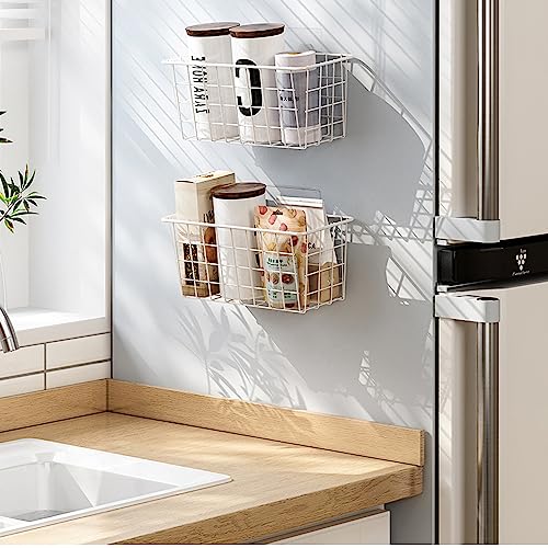 Adhesive-Basket-Wall-Wire-Basket-Over-Cabinet-Door-Organizer-4-Pack-White-Wire-Construction-Wall-Hanging
