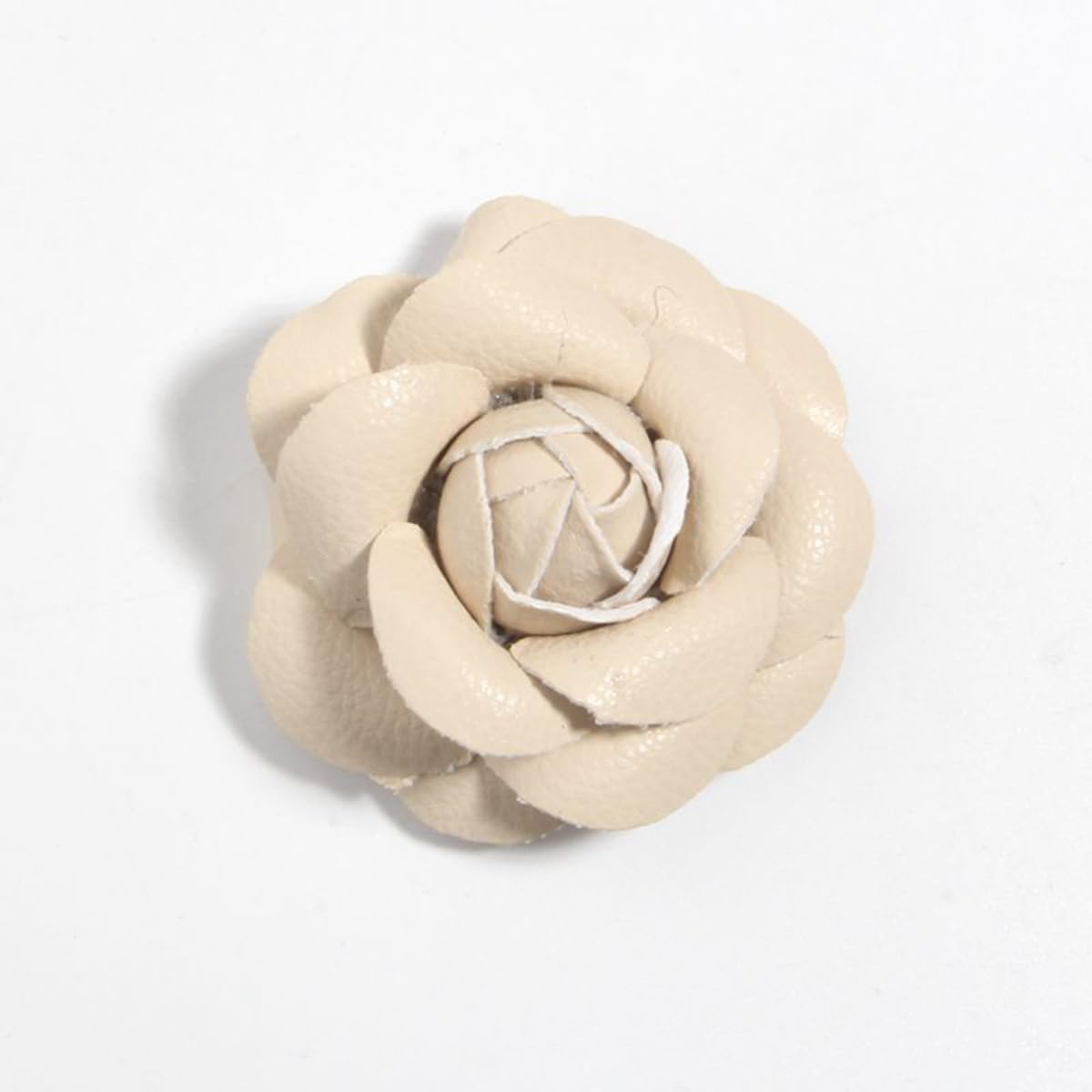 Artificial Leather Flower Heads, 10 Pieces, 2.36 in, Assorted Colors for Crafts (10Pcs Beige)