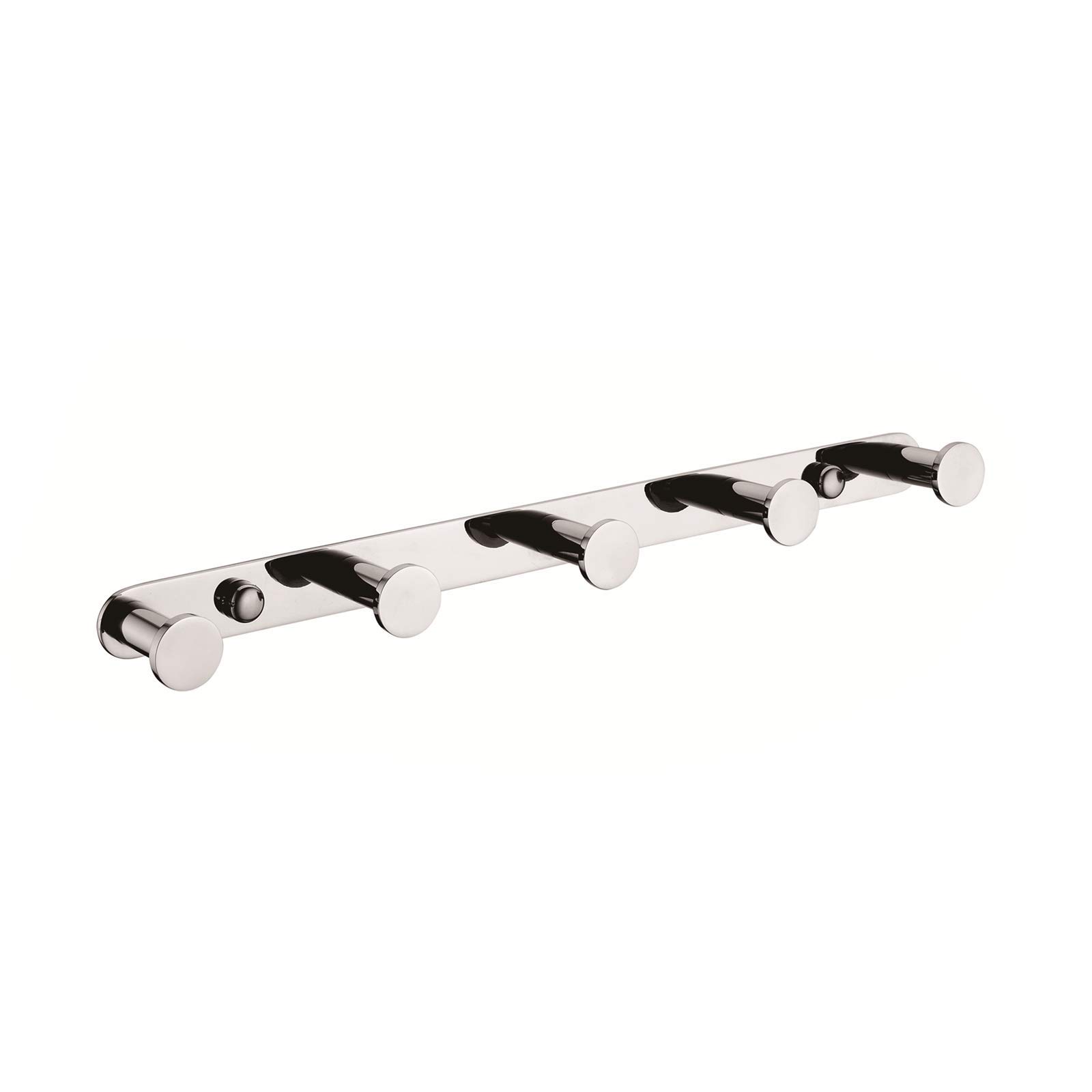 crwWall Mounted Coat Rack with 5 Hooks Modern Hook Rail SUS 304 Stainless Steel Towel Hook Rack, Polished Chrome