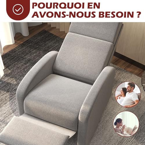 Fauteuil relax de relaxation inclinable 160° HOMCOM gris avec repose-pieds intégré - 7