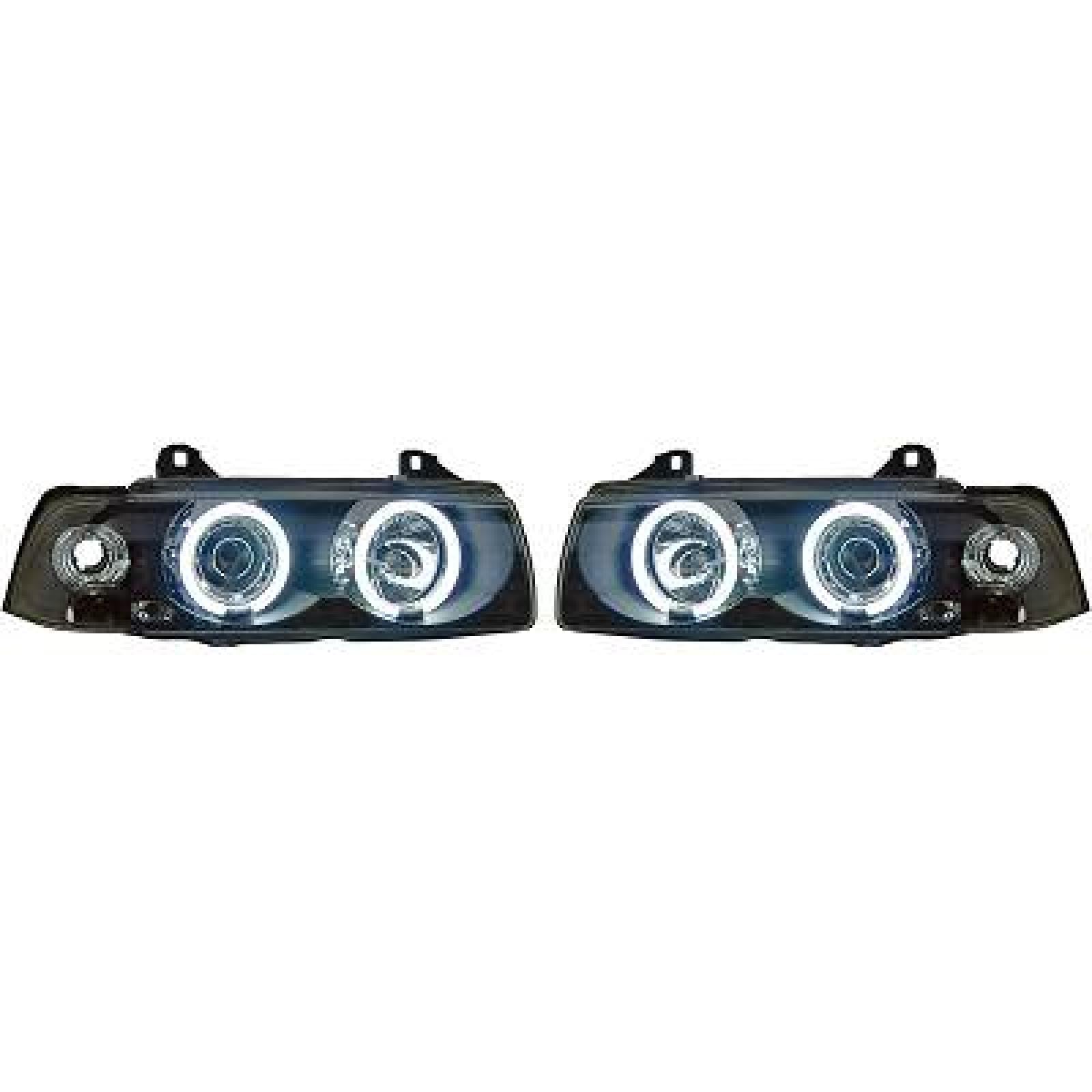 Juego de faros delanteros compatible con BMW 3 H1 1992-1998 Halógeno