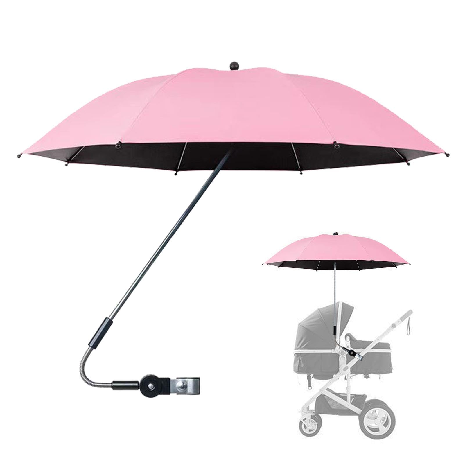 Pram Sun Shade Parasol | UV Protection Extra Large Sun Umbrella for Stroller with Clamp | 360 Degree Adjustable Waterproof Canopy for Stroller, Pushchair and Bleacher
