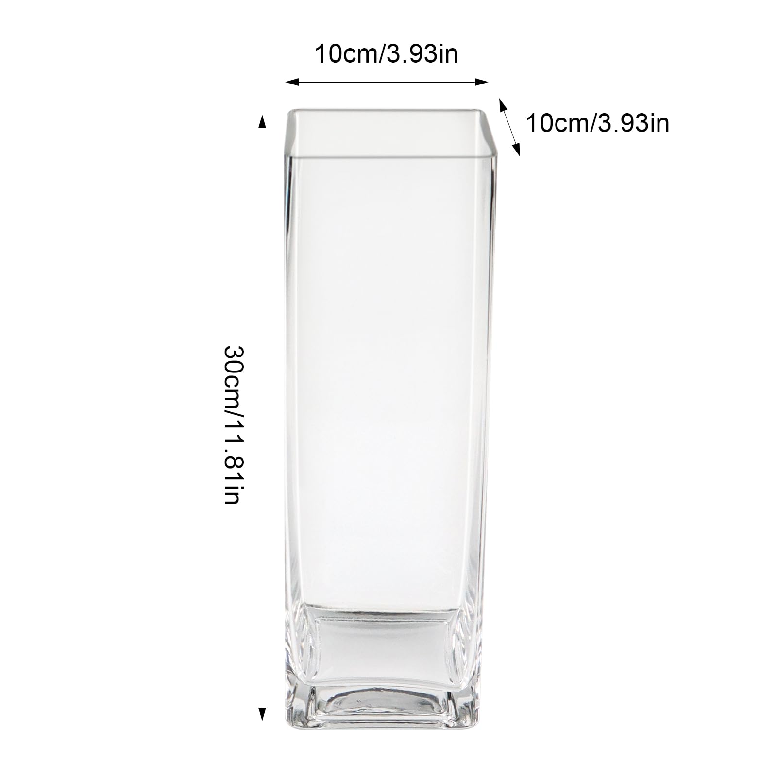 ASSRECT Glass Vases 30cm Tall Clear Square Flower Vase Handmade Modern Floral Arrangement Ornament Modern Ornaments for Wedding Party Home Office Decor Table Decoration - Image 2