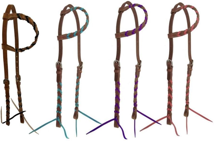 Showman Argentina Cow Leather Single Ear Headstall w/Colored Lacing