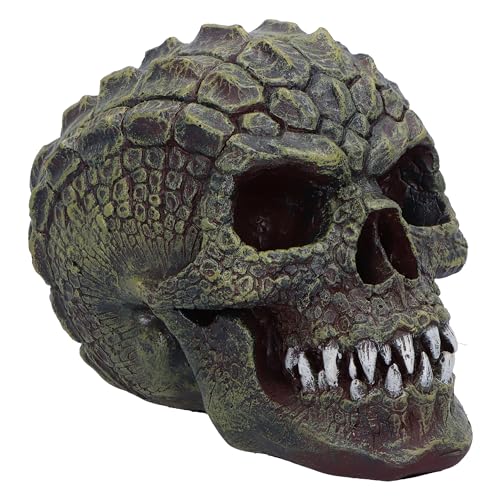 Nemesis Now Reptillian Skull Ornament, Resin, Green, 13cm, Reptile Skull Figurine, Scaled Skull Ornament, Reptile Collectable Giftware