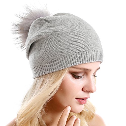 Women Knit Wool Beanie - Winter Fashion Solid Wool...