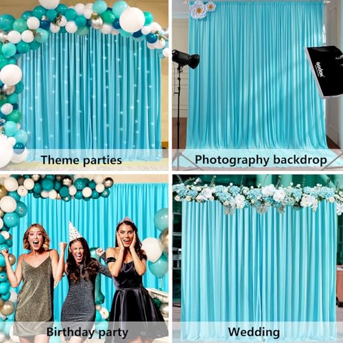 Image of 10 x 7 Feet Sky Blue Backdrop Curtain for Partie, Background Curtains for Photoshoot, Birthday, Wedding, Halloween, Thanksgiving, Christmas, New Year Party Decorations 5Ft x 7Ft, 2 Panels