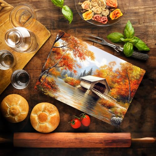 Tabla de cortar de vidrio templado con diseño decorativo rectangular para cocina - patrón Bridge miniatura 2