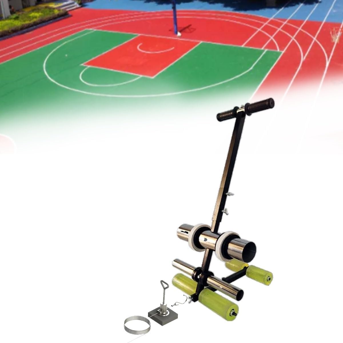 Tape Marking Machine Hand-Push,Tape Line Marking Tool, Basketball Court Marking Kit, with Marking Tape Roller,Adjustable Spacing, Can Draw Circle for Floor Marking Aisles