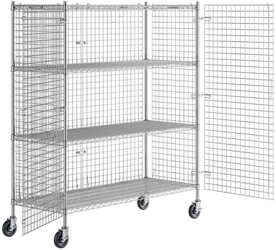 24" x 60" x 70" NSF Mobile Wire Security Cage Kit (Chrome)