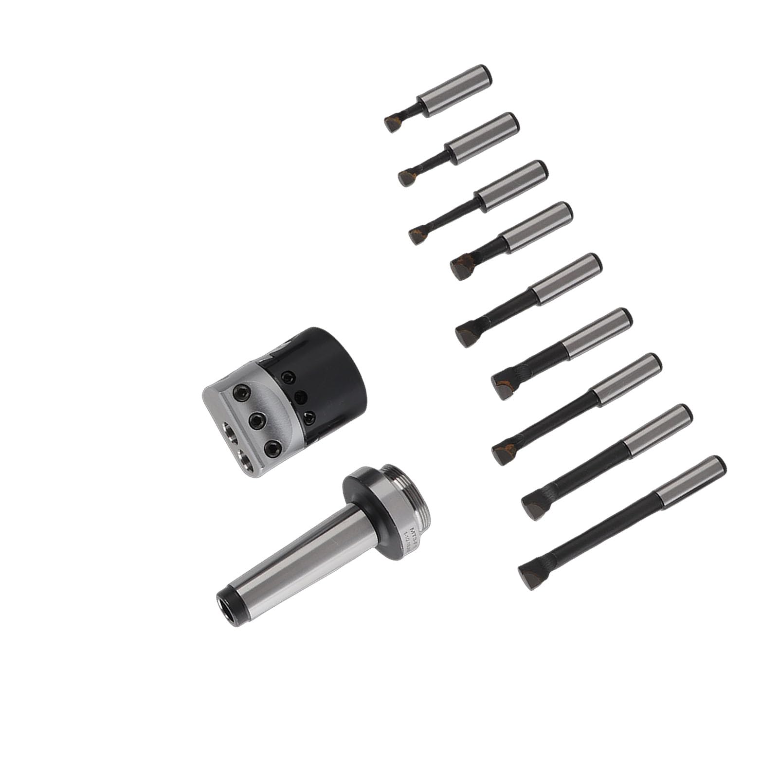 LiebeWH Cabezal de Mandrinado F1 con Hoja de Mandrinado de 9 Piezas para Fresadora Kit de Herramientas de de Acero Al Carbono Resistente Adecuado para de Orificios Interiores y Mecanizado de Ranuras