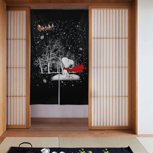 のれん 暖簾 スヌーピー かわいい 漫画 遮光 カーテン ロング おしゃれ 和風 目隠し 湯のれん 間仕切り リビング 玄関 キッチン 日除け 洗える 86cm×143cm 人気 アニメ