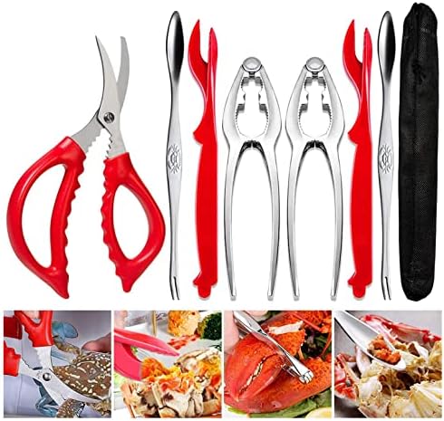 Crab Leg Crackers and Tools - Lobster Crackers and Picks Set Shellfish Crab Claw Cracker Stainless Steel Seafood Crackers & Forks - lobster tools for eating