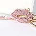 Hot Lips with Lipstick Keychain Crystal Sparkling Keyring Rhinestones Purse Pendant Handbag Charm (Pink)