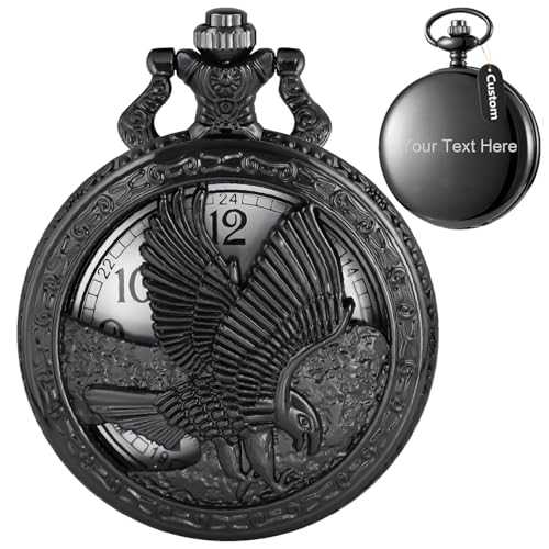 Image of Tiong Pocket Watch Pattern Vintage Quartz Pocket Watches with Chain Christmas Graduation Birthday Gifts Fathers Day