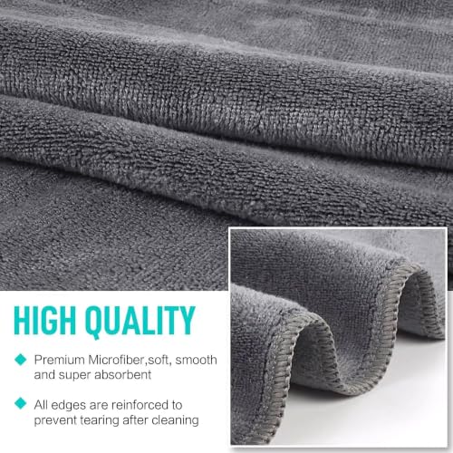 Image of Pack of 6 Microfiber Cloth for Car Drying - 60x40cm Car Cleaning Cloth 400 GSM Superior Softness, Super Water Absorbent Towel for Car, Bike and Household Cleaning - Grey