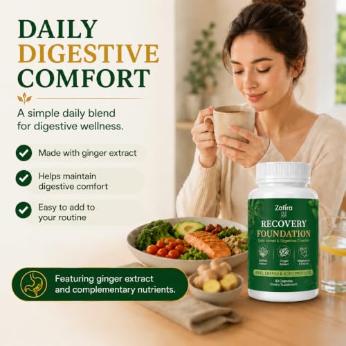 Zafira Organics Recovery Foundation Capsules, Saffron Extract Supplement with L-Theanine, Myo-Inositol, Magnesium Bisglycinate & Ginger for Mood, Focus & Daily Wellness Support, 60 Capsules - Image 3