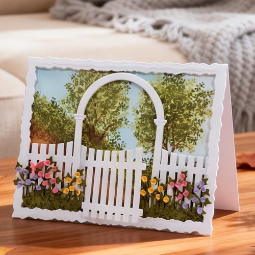 Lapoo Geometric Die Cuts for Card Making - Durable Metal Cutting Die for DIY Scrapbook Photo Album Decorative Paper Card Card Making Supplies (Garden Fence 4.4 x 4.3 in)