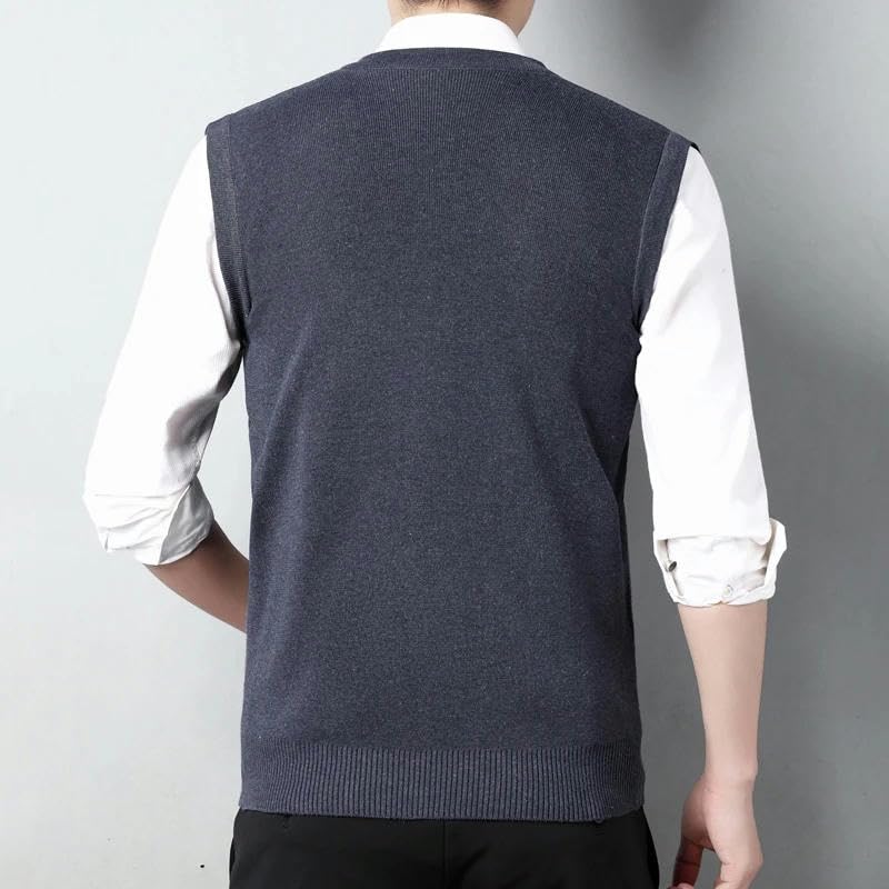 Men Wool Knit Vest Buttons Down Cardigan Sleeveless Basic Thick for Autumn Winter Patterns Vintage Casual Male2