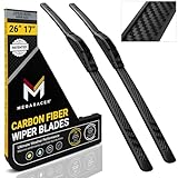 Premium Silicone Carbon Fiber Windshield Wiper Blades 26' & 17' - Patented All-Season, Quiet & Smooth Streak-Free Clean Wipe, OEM Quality, Front Automotive Replacement Wipers for Car & Truck (2 Pack)