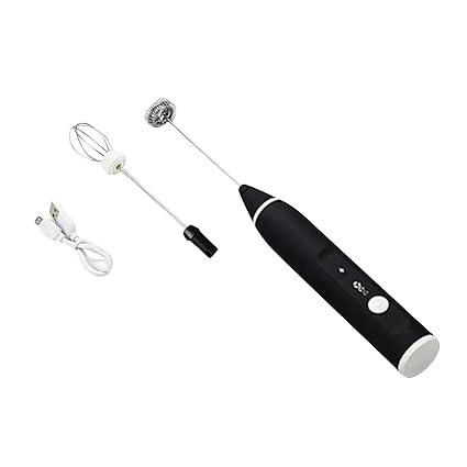 POLKA USB Rechargeable Coffee Frother Electric 3 Speed, Portable Hand Mixer Blender for Stirring, Handheld Mini Milk Frother with Replaceable Matcha Whisk, Kitchen Appliances for Egg Beater