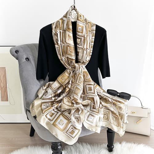 Image of MALINA Women's Polyester Silk Satin Stole Scarf - Soft Lightweight Fashion Wrap, Elegant Floral & Gradient Design, summer stole,Scarf For Women,Premium Stole,Large Size 180x90 cm'