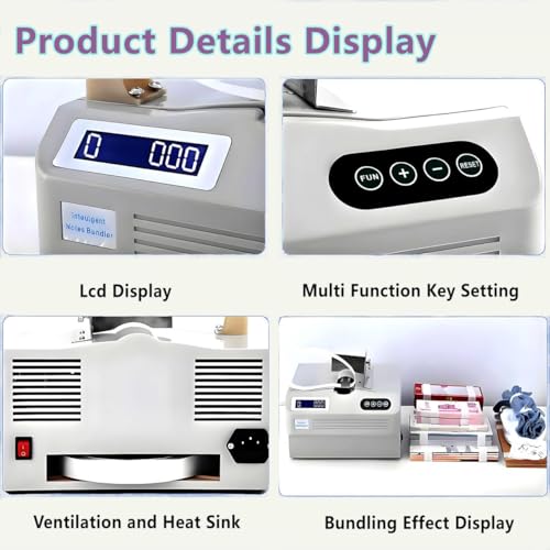 Rilegatrice per banconote con funzione di conteggio e schermo LCD per raggruppamento e impacchettamento efficienti, design compatto